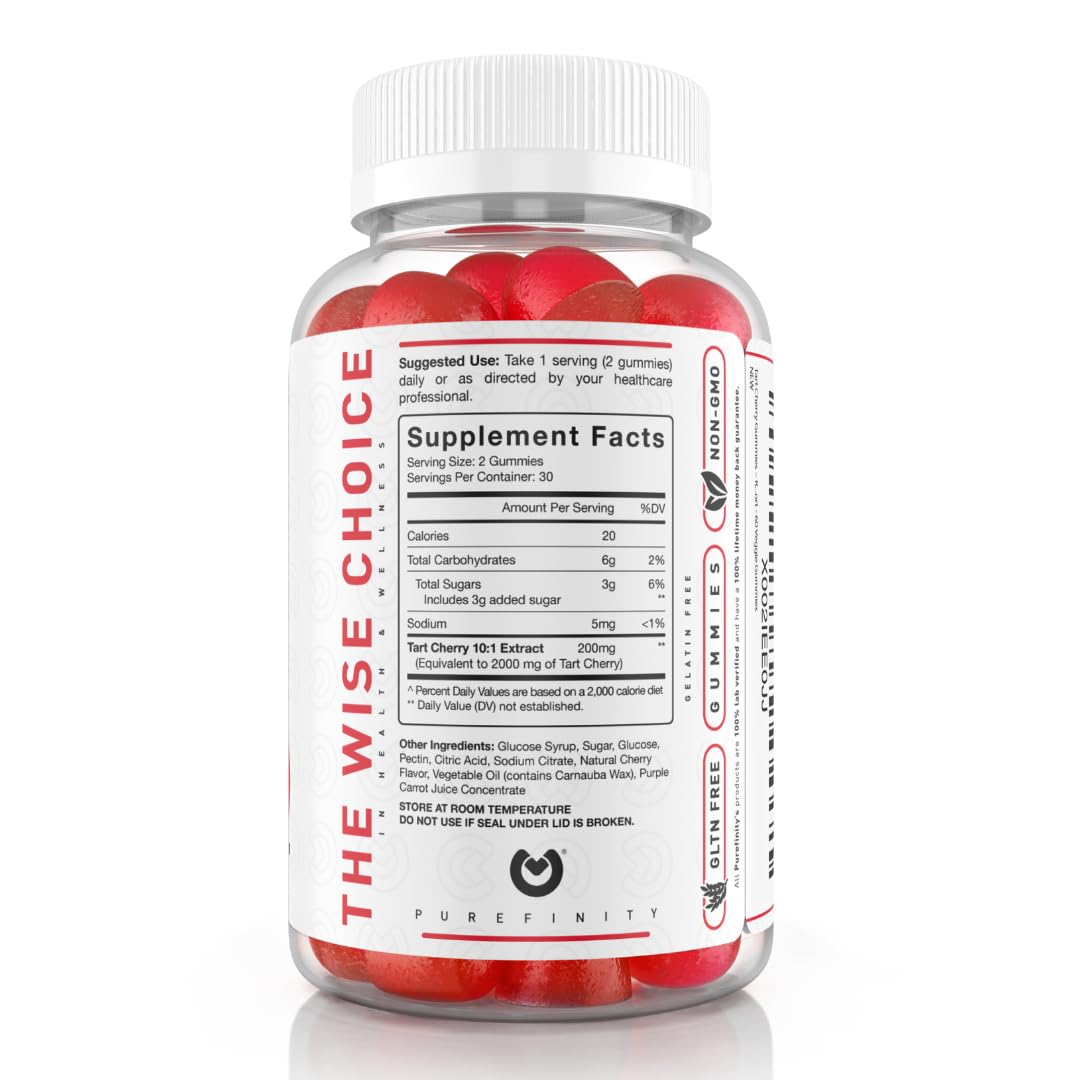 PUREFINITY Tart Cherry Gummies – Uric Acid Flush & Joint Relief (60 Count) BritishVita | Premium UK Vitamins & Wellness Supplements