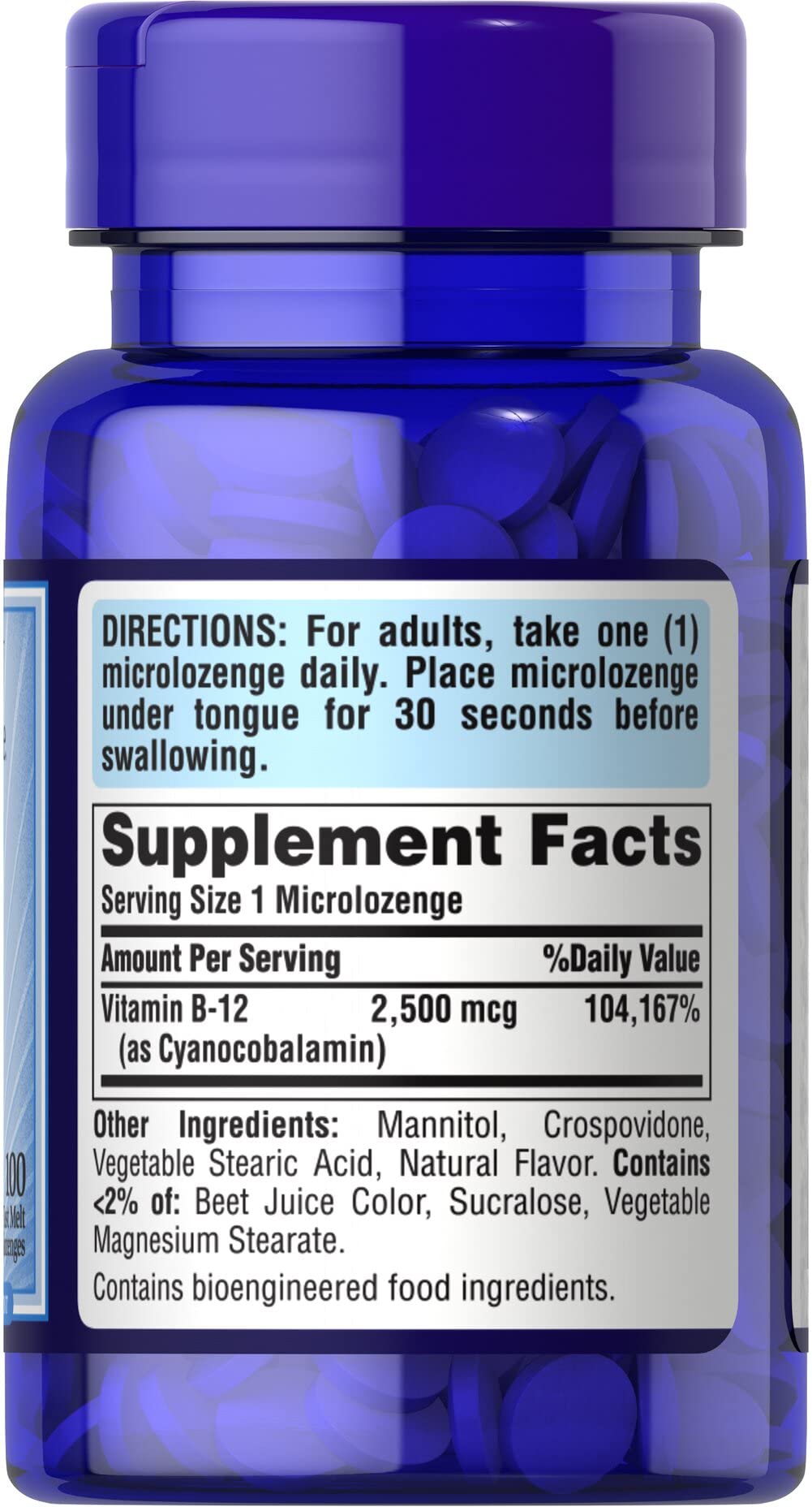 Puritan's Pride Vitamin B-12 2500 mcg Microlozenges – 100 Count (Discontinued)