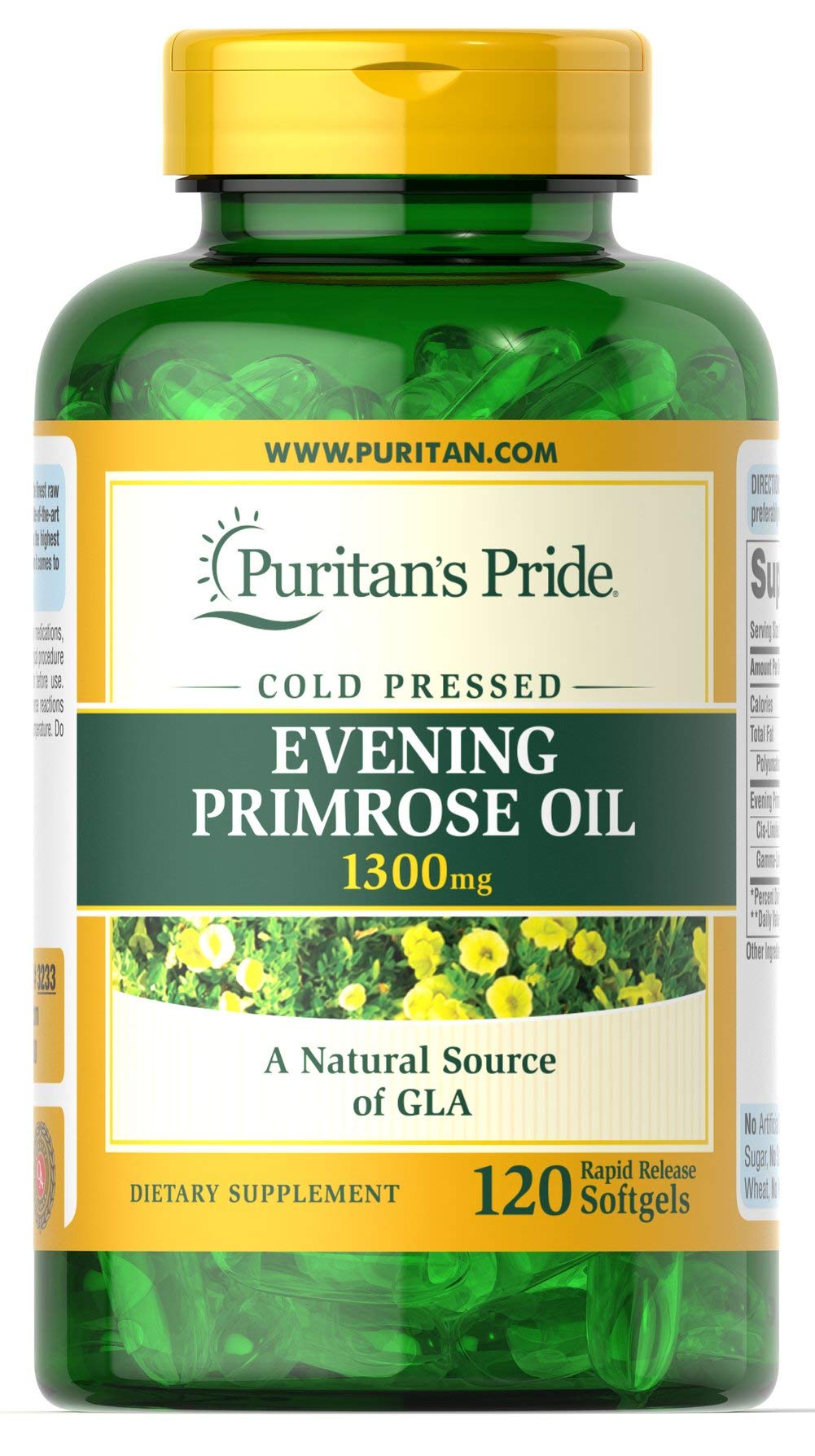 Puritan's Pride Evening Primrose Oil 1300 mg Softgels, 120 Count BritishVita | Premium UK Vitamins & Wellness Supplements