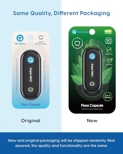 QicoBay Refill Floss Capsule for C1S Flosser - 3 Pack, 90 Uses, PFAS-Free, Super Mint