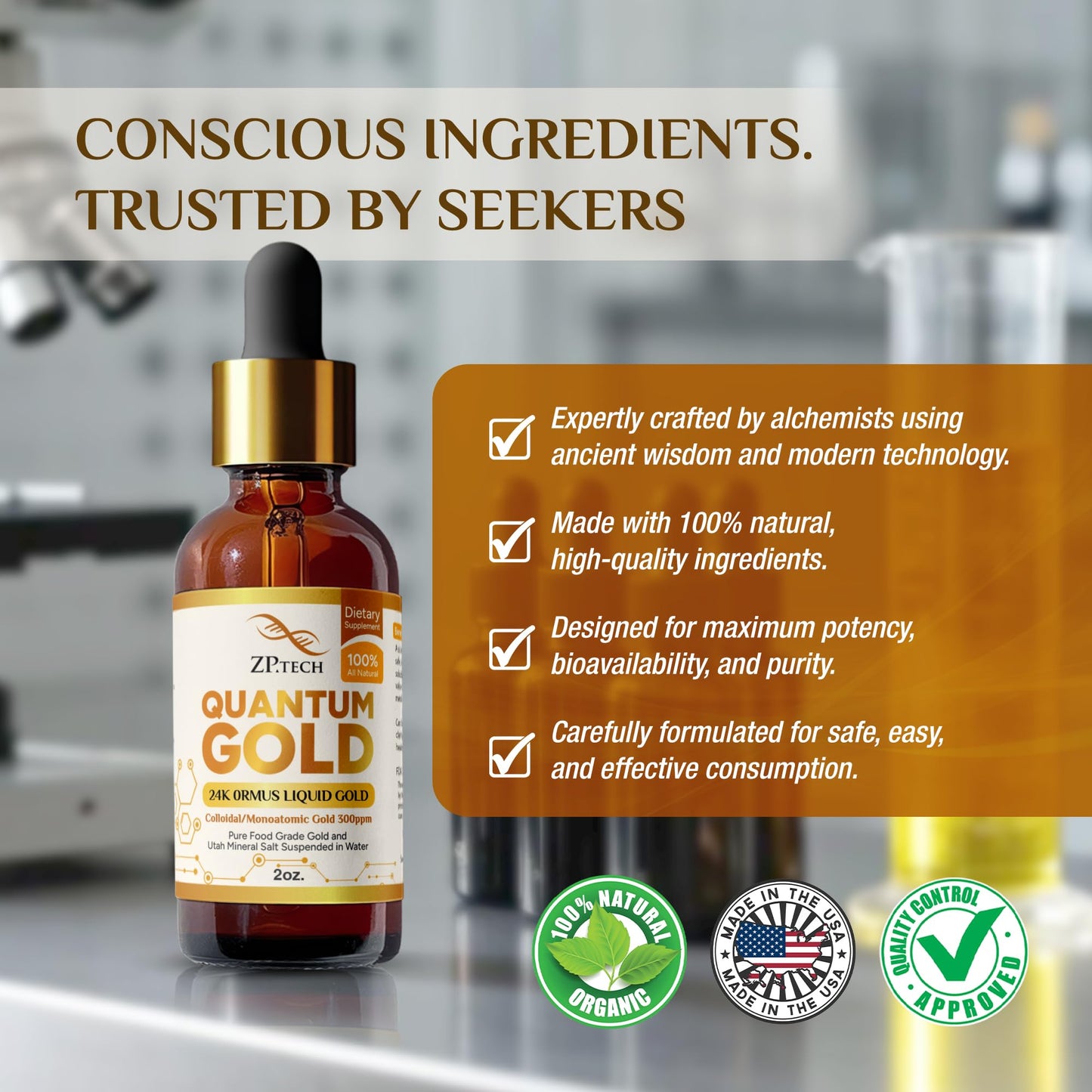 Quantum Gold Liquid Ormus Monoatomic Gold Elixir 24K – 2oz | Pineal Activation & Lucid Dreaming