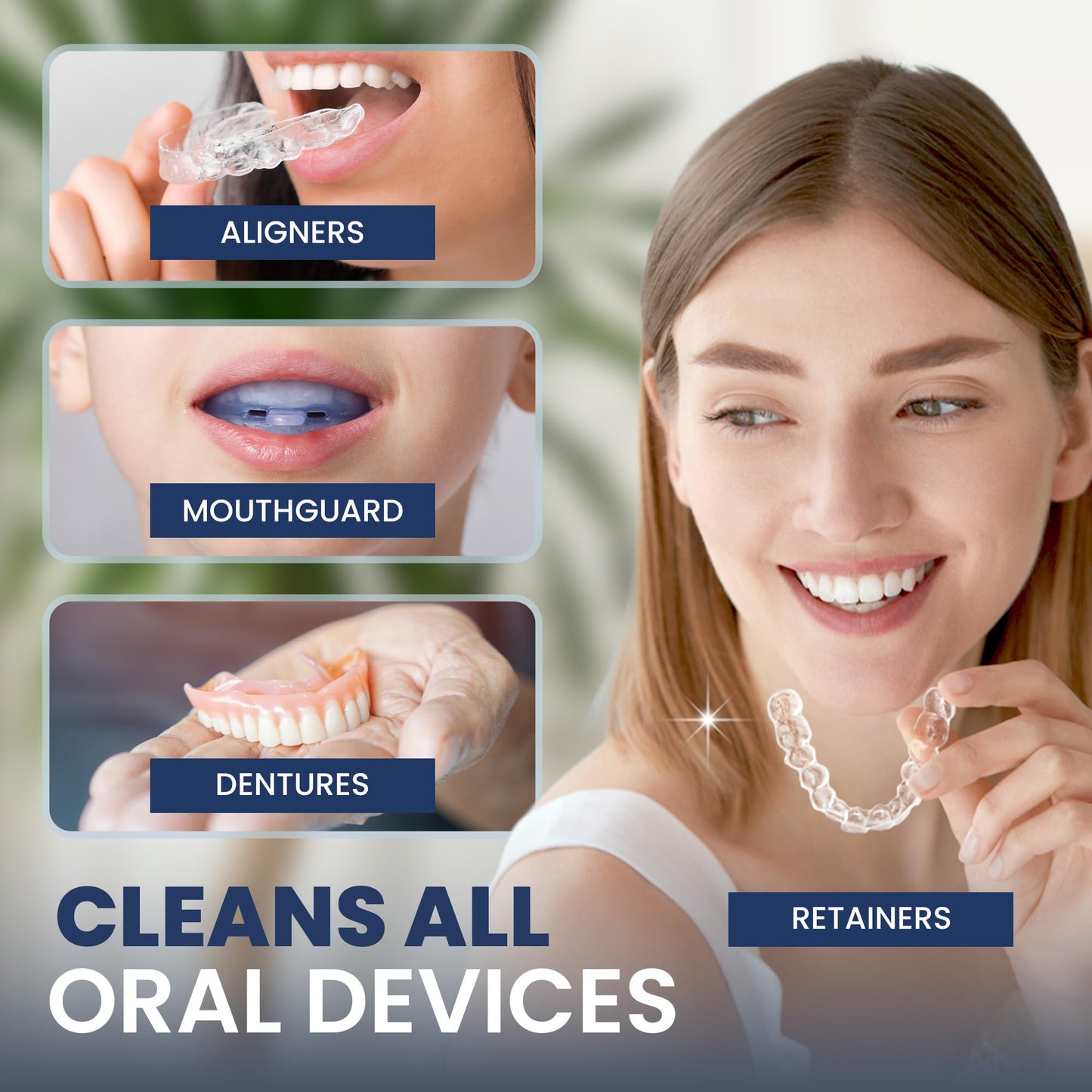 RAD FRESH Natural Mouth Guard Cleaner – 3.4 oz No-Rinse Formula for Aligners & Dentures