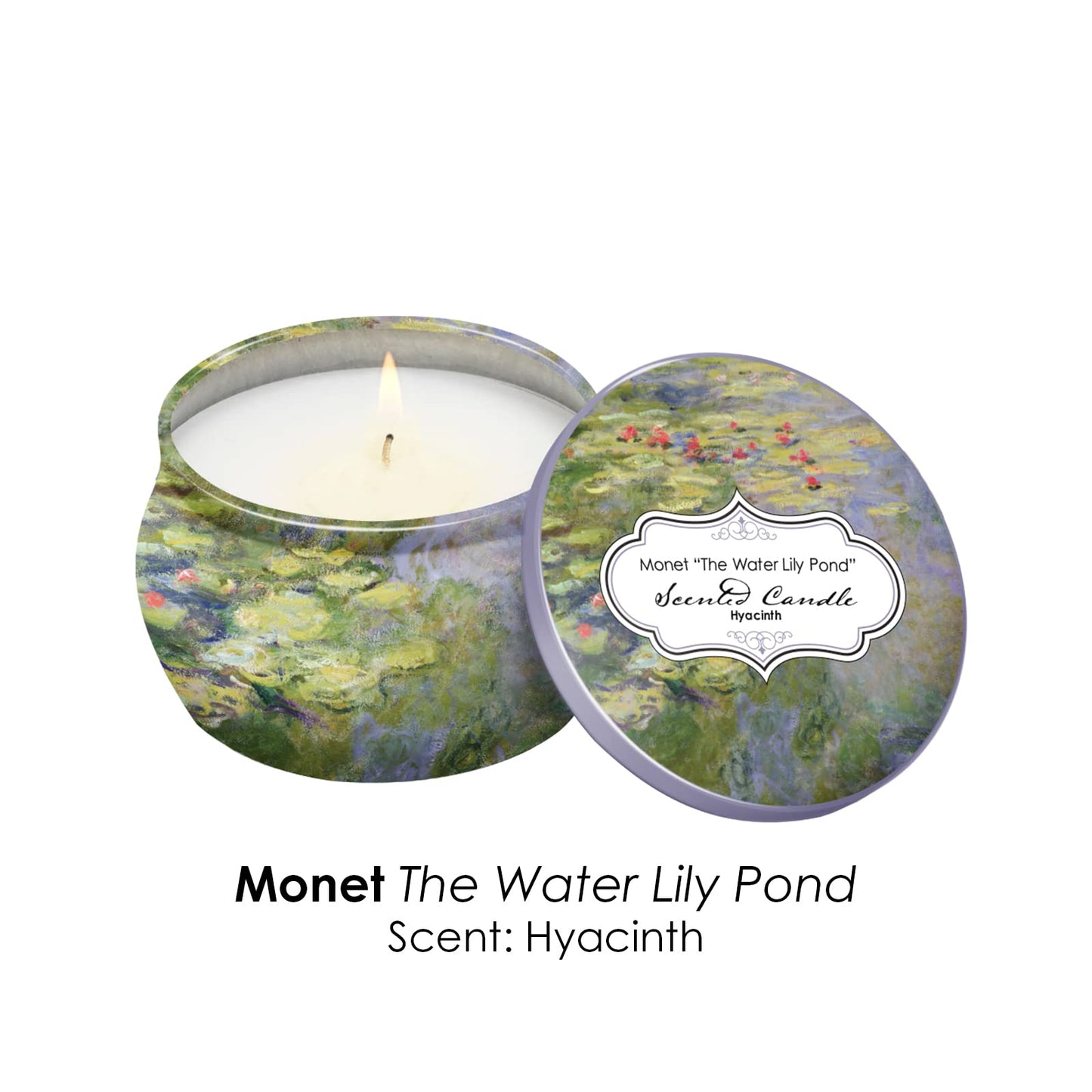 RainCaper Monet Water Lilies Scented Candles Gift Set | 4x4.4 oz Soy, 8% Essential Oils