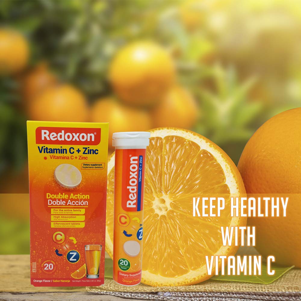 Redoxon Orange Vitamin C with Zinc | Effervescent Tablets, 20 Count (6 Pack) BritishVita | Premium UK Vitamins & Wellness Supplements