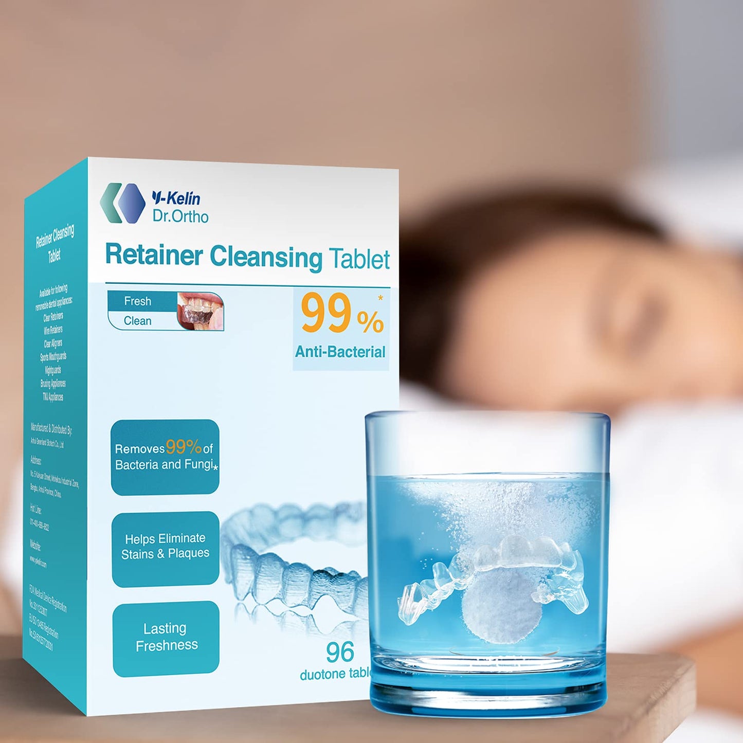 Retainer Cleaner Tablets – Invisalign Cleaner, Denture Cleaning Tablets, 3-Month Supply | Y-Kelin