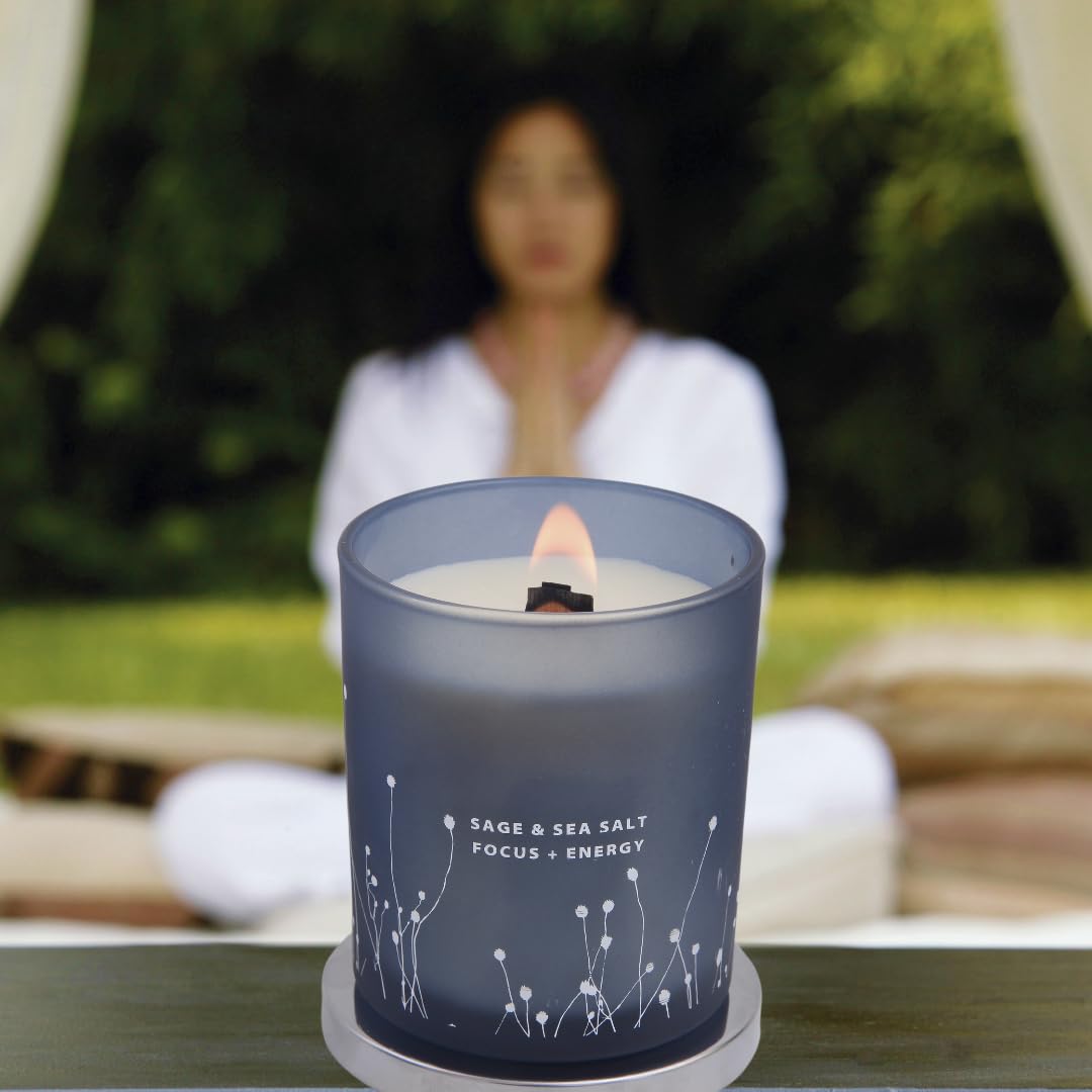 White Sage Sea Salt Wood Wick Soy Candle 10.6 oz | Aromatherapy & Cleansing