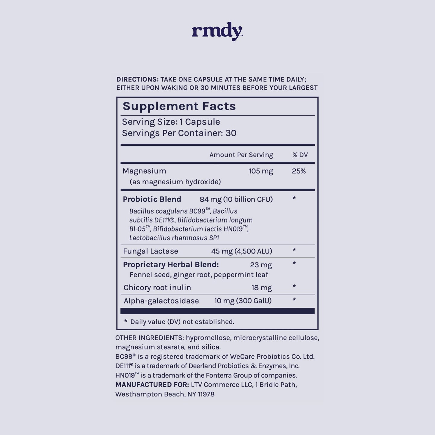 rmdy Probiotic for Digestive Health | Constipation & Bloating (30 Capsules)