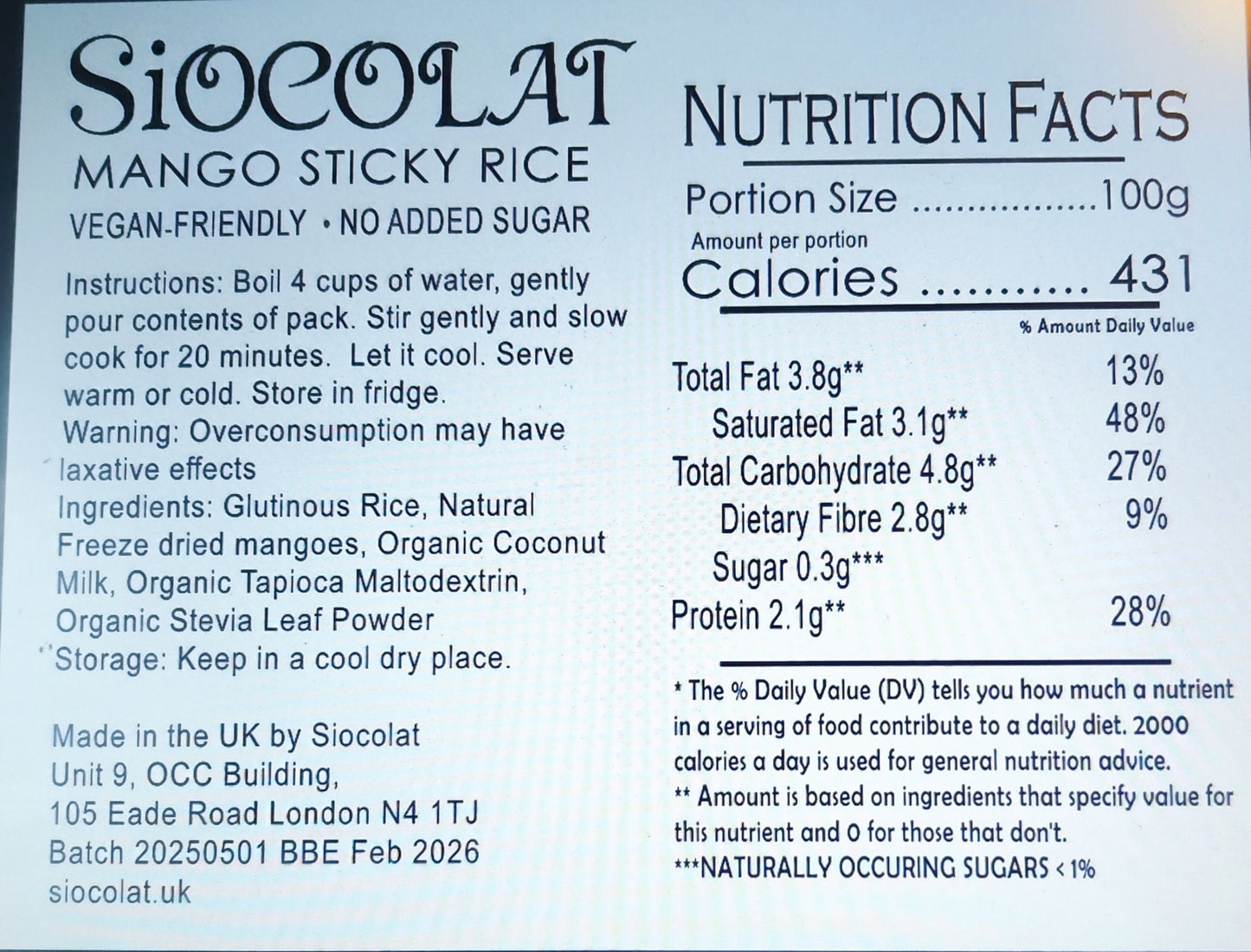 Vegan Friendly No Added Sugar Mango Sticky Rice Mix – Makes 4-5 Servings