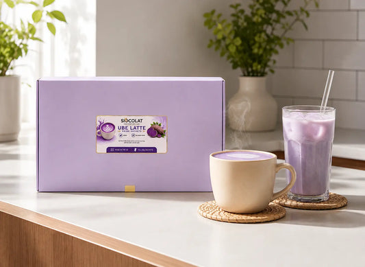 Instant Ube Latte Sachets | Sugar-Free Vegan Purple Yam Drink | Siocolat Siocolat