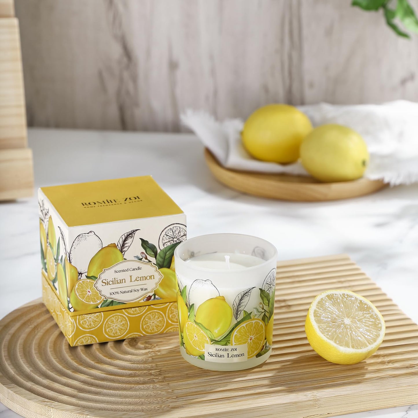 ROMIIE ZOI Scented Candle – Sicilian Lemon, 6oz Soy Wax Jar | Aromatherapy Home Gift