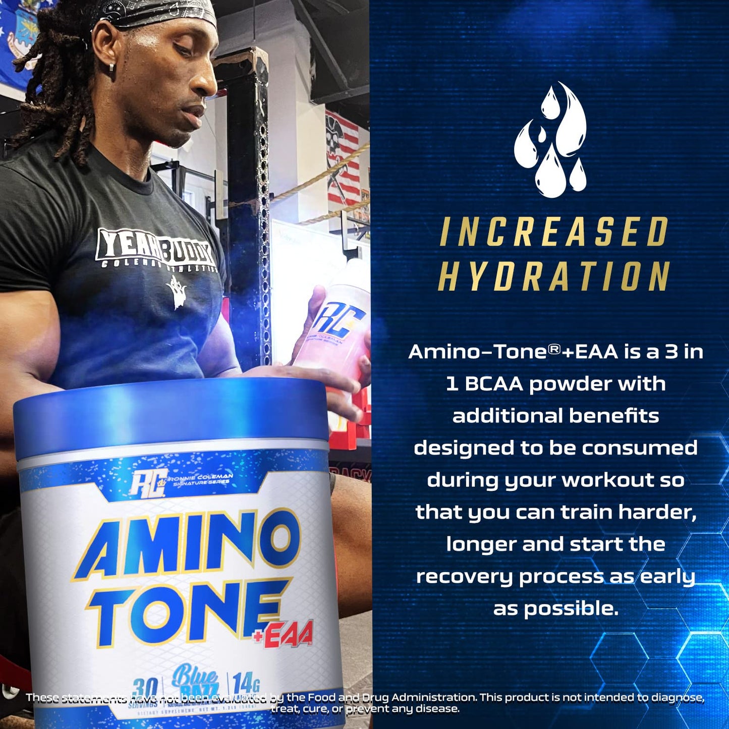 Ronnie Coleman Amino-Tone EAAs – Hydration, BCAAs & Recovery, Lemonade, 30 Servings