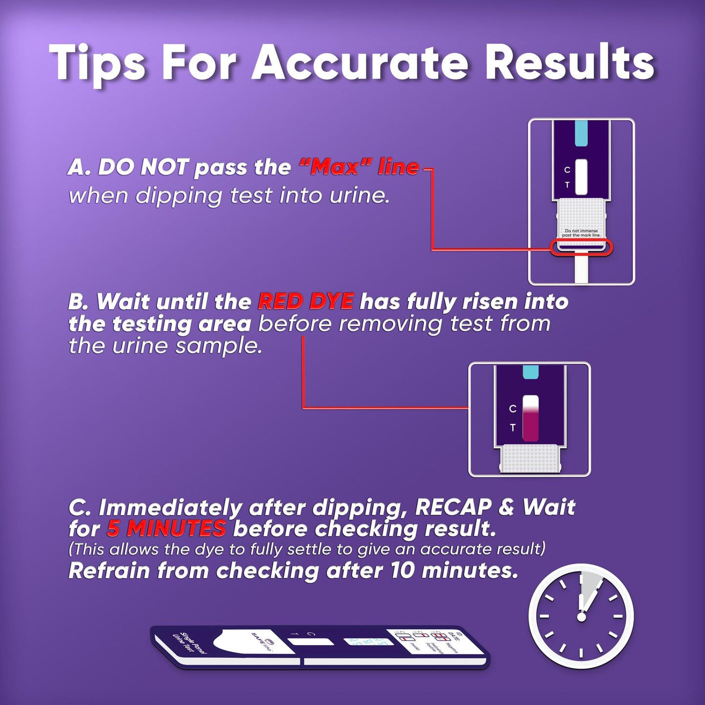 Safe Life Buprenorphine Urine Drug Test – Single Panel (10 ng/mL), 10-Pack, Fast 5-Min Results