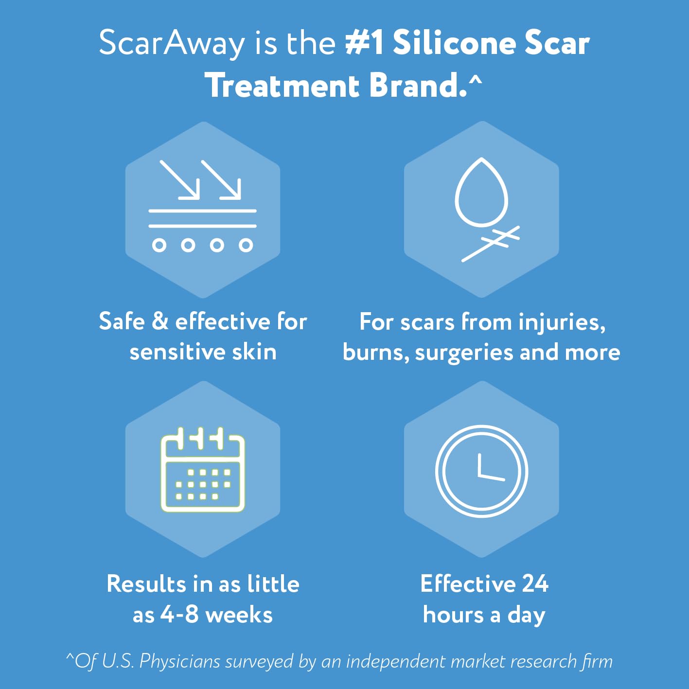 ScarAway Advanced Silicone Scar Sheets – 8 Tan Reusable Strips (1.5 x 3)