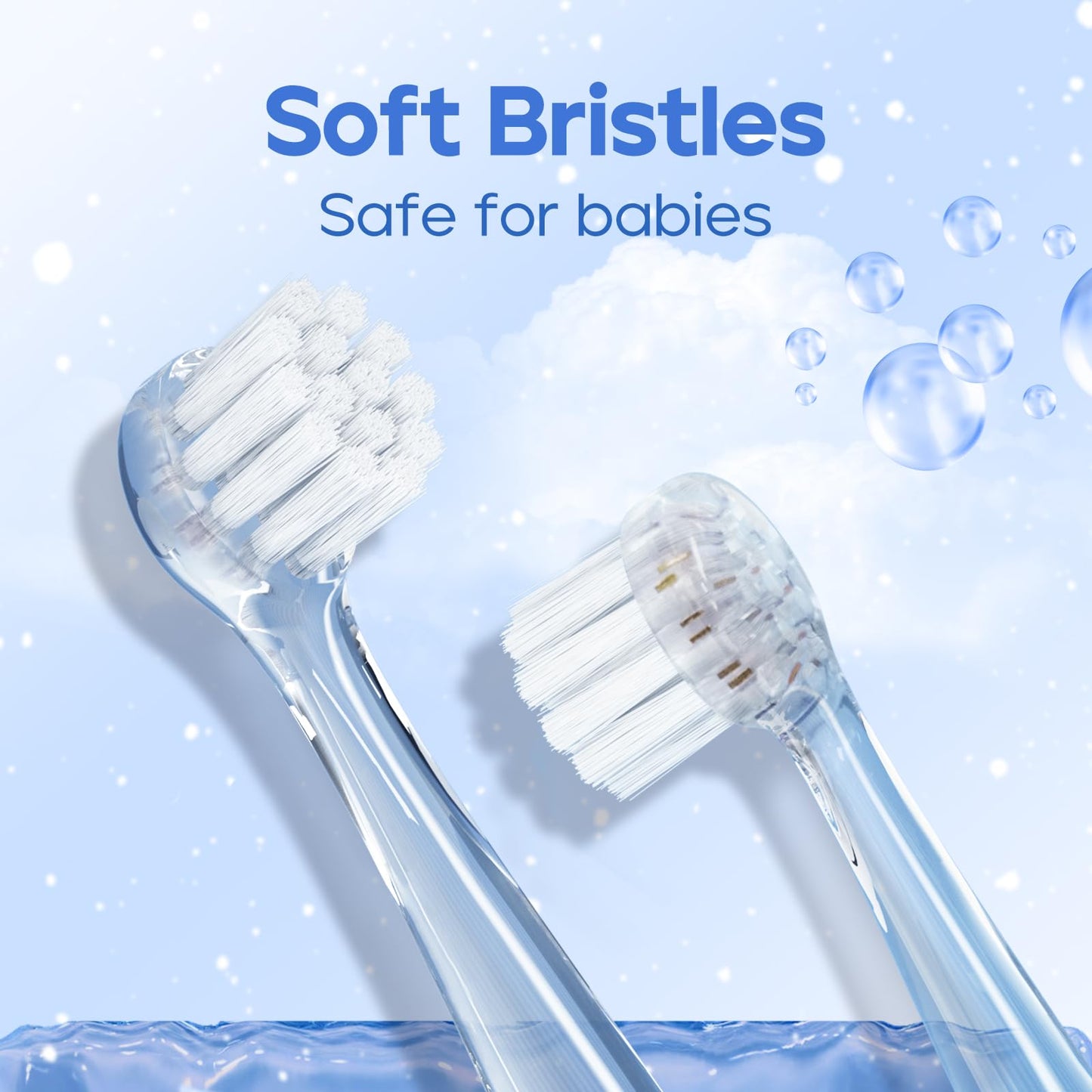 SEAGO SG-513 Toddler Electric Toothbrush 0-3 Years, Blue-C, 4 Heads