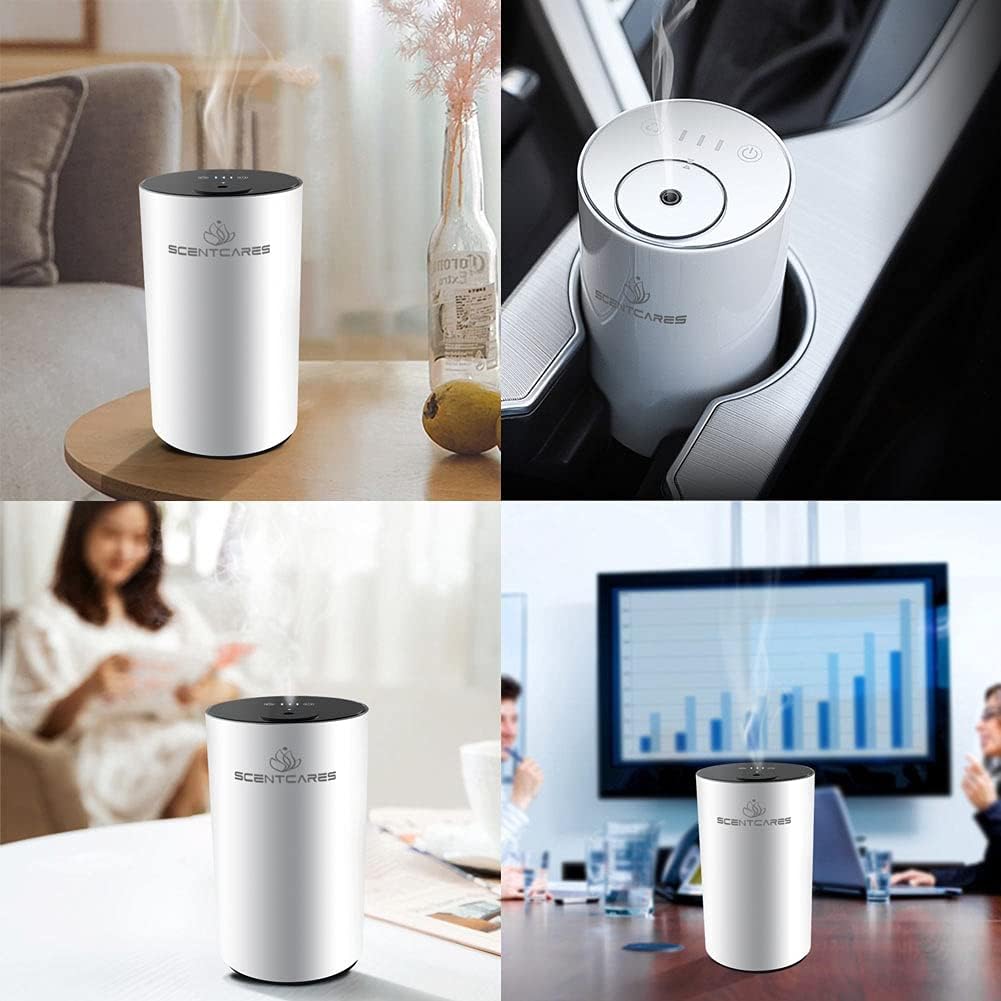 Sentiment Diffuser - Waterless Essential Oil Diffuser, Portable Cordless Cold Mist (White)