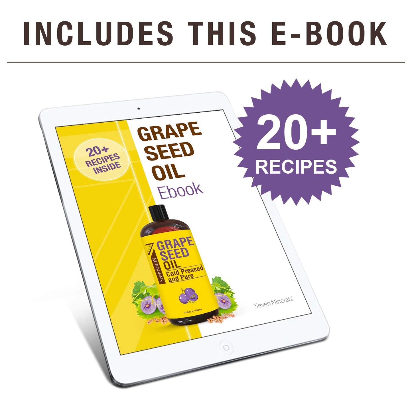Seven Minerals Grapeseed Oil – 32 oz Cold-Pressed, Non-GMO, Hexane-Free
