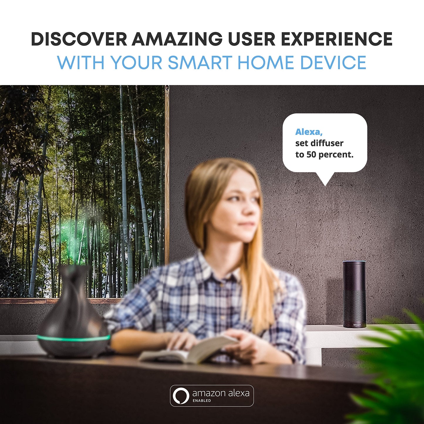 Sierra Modern Home Smart WiFi Diffuser 400ml - Alexa & Google Home - Dark Brown