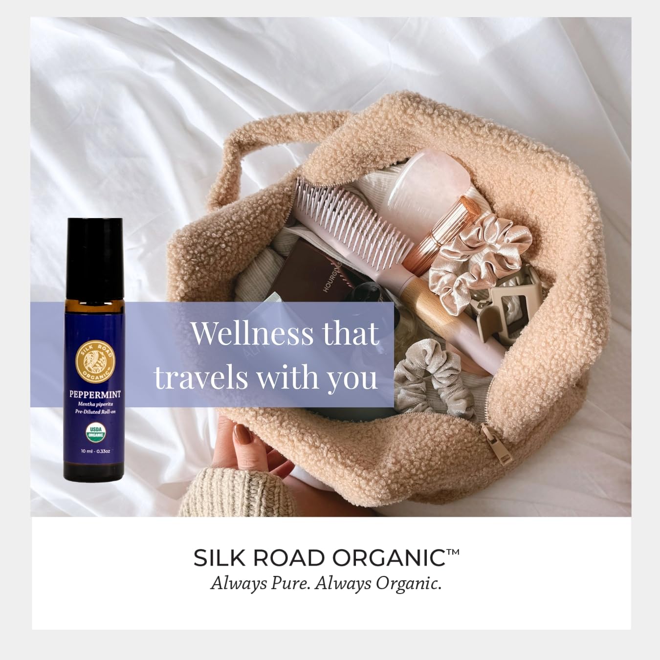 Silk Road Organic Peppermint Essential Oil Roll-On – USDA Certified, 10 ml
