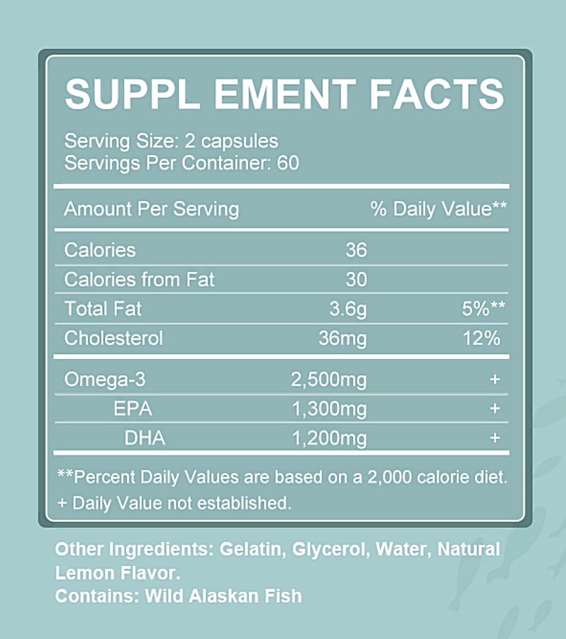 Triple Strength Wild Alaskan Omega-3 2500mg + EPA 1300mg + DHA 1200mg – 120 Softgels, 60 Day Heart & Joint Health Supplement