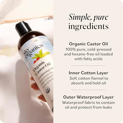 Sky Organics Castor Oil - USDA Organic Hair Growth Oil, Skin & Lashes - Cold-Pressed 16oz