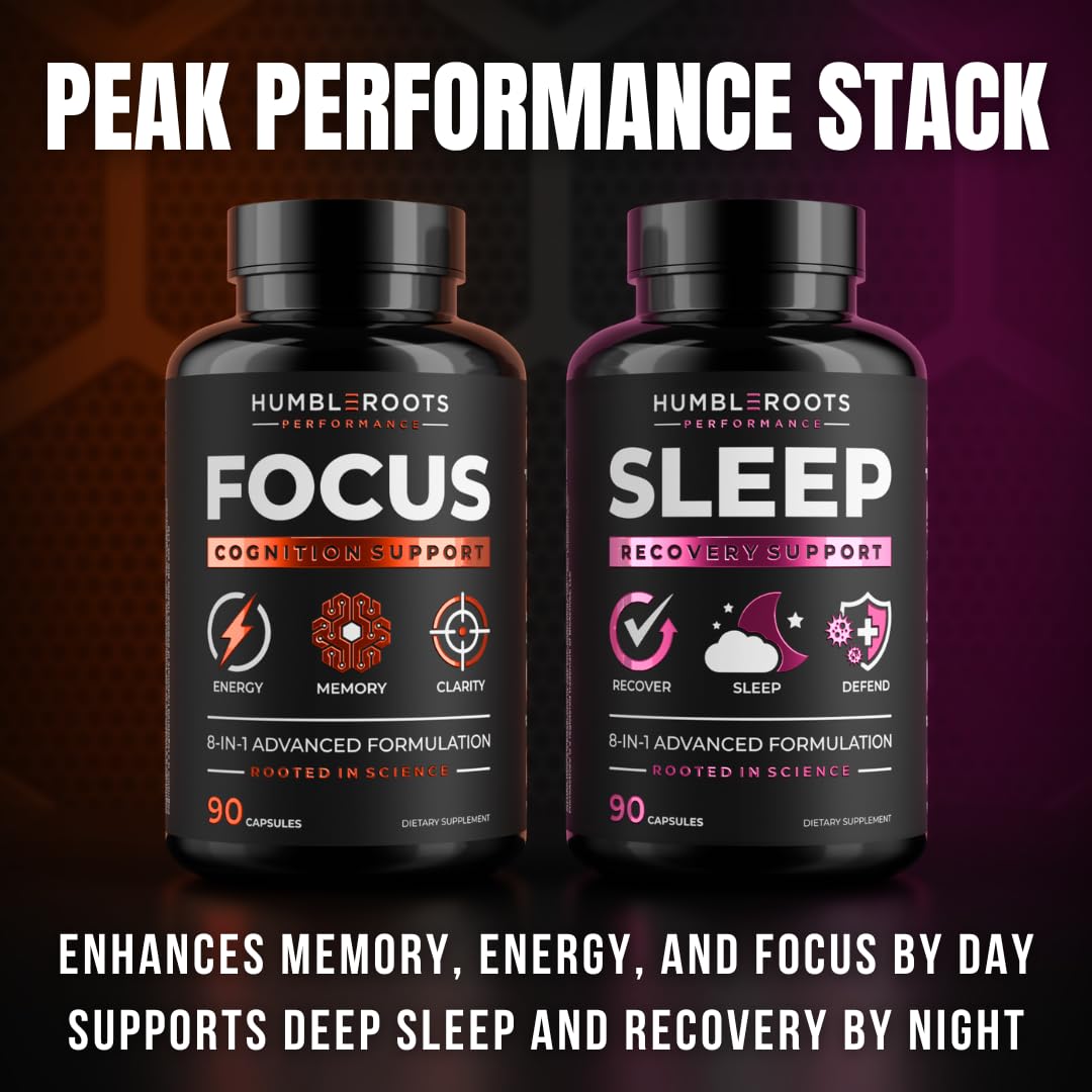 Sleep Aid for Adults - Extra-Strength Melatonin + Ashwagandha | 90 Capsules | HUMBLEROOTS SLEEP