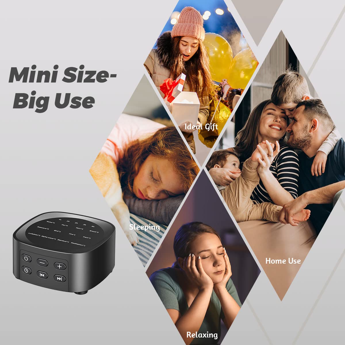 Sleepbox Sleep White Noise Machine — 25 Sounds, 36 Volume Levels, 5 Timers, Portable Memory