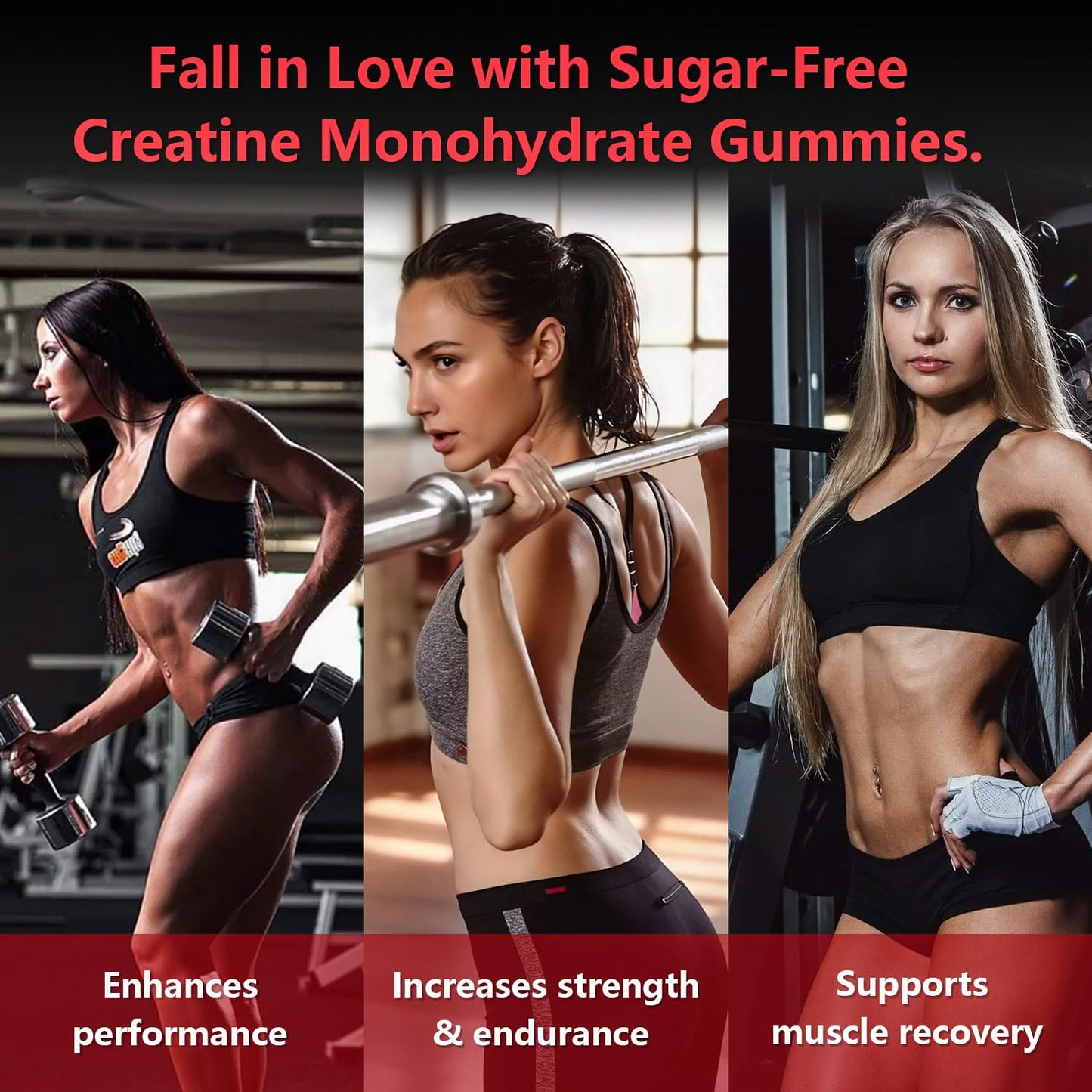 Slsomu Creatine Monohydrate Gummies 5000mg – Strawberry, 120 Gummies | Vegan Pre-Workout