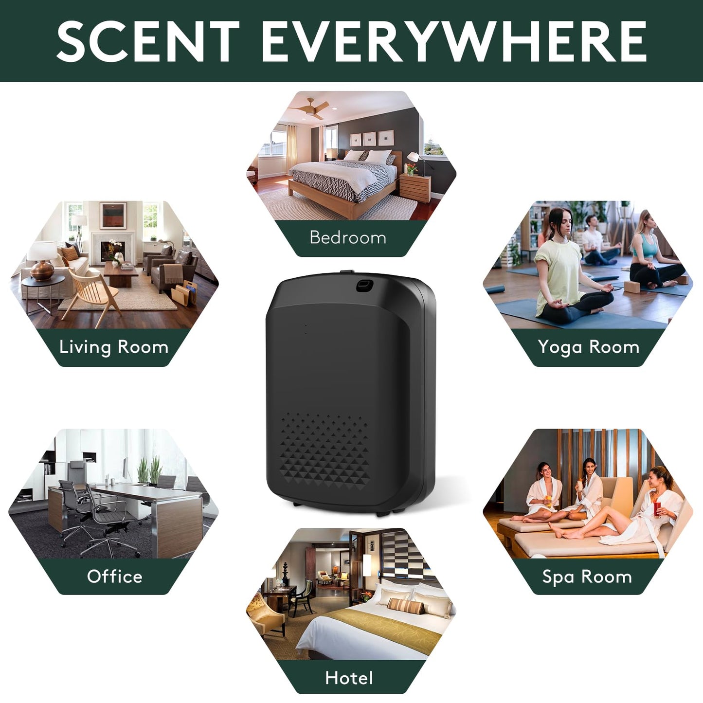 Smart Scent Air Machine for Home – 1500 Sq Ft Coverage, Bluetooth App (Black)