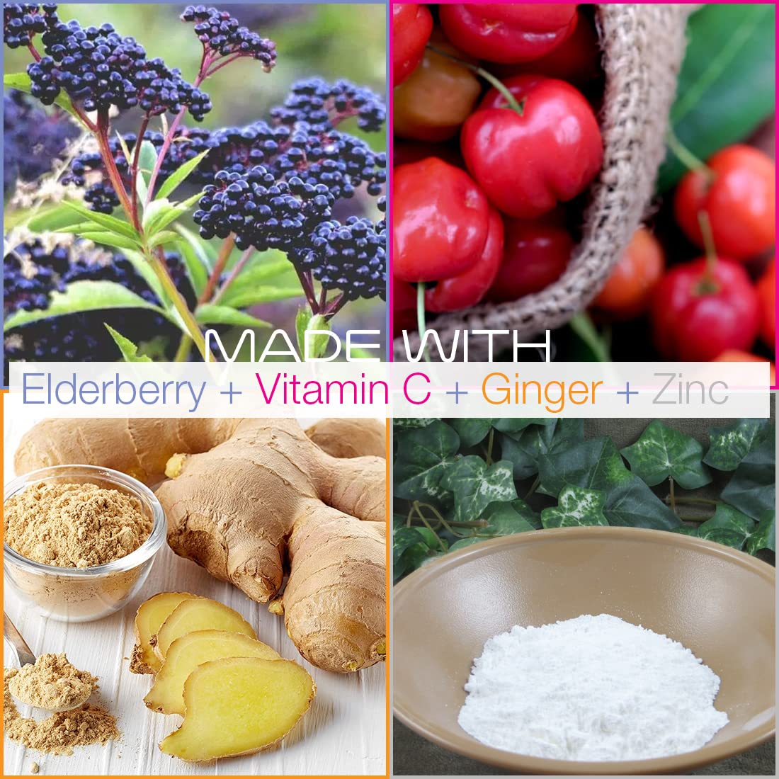 Smarter Elderberry Capsules with Vitamin C, Ginger & Zinc – 60 Vegan Pills