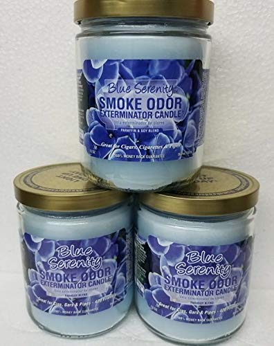 Smoke Odor Exterminator 13oz Jar Candles (Blue Serenity, Set of 3)