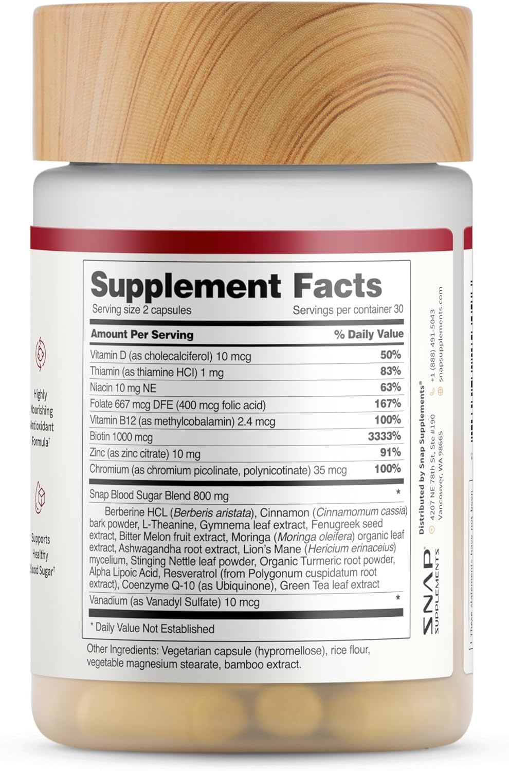 Snap Supplements Blood Sugar Blend – Berberine, Gymnema, CoQ10, Cinnamon, Alpha Lipoic Acid
