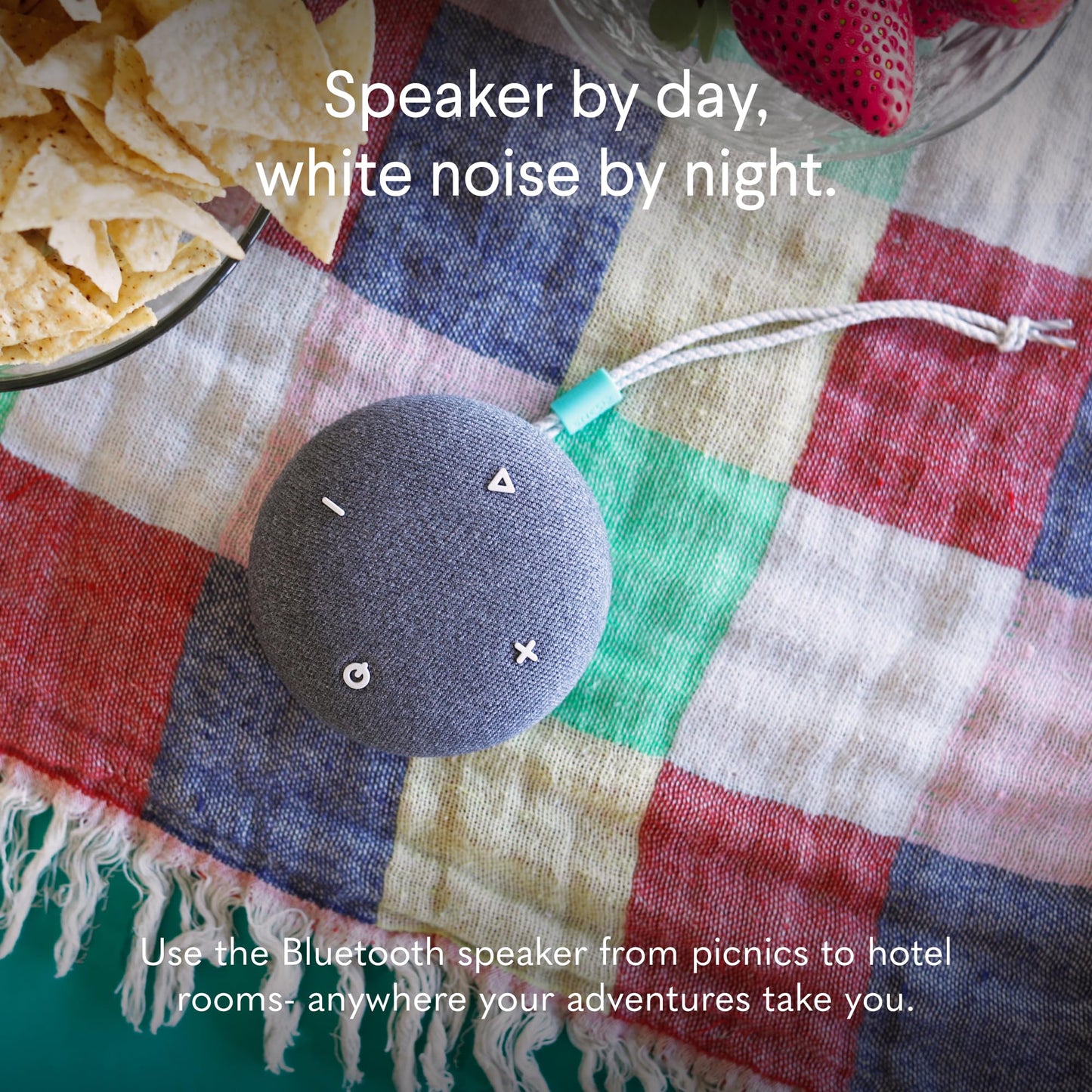 SNOOZ Go Portable Travel Sound Machine — 6 Sounds, Bluetooth Speaker, 20h Battery, Charcoal
