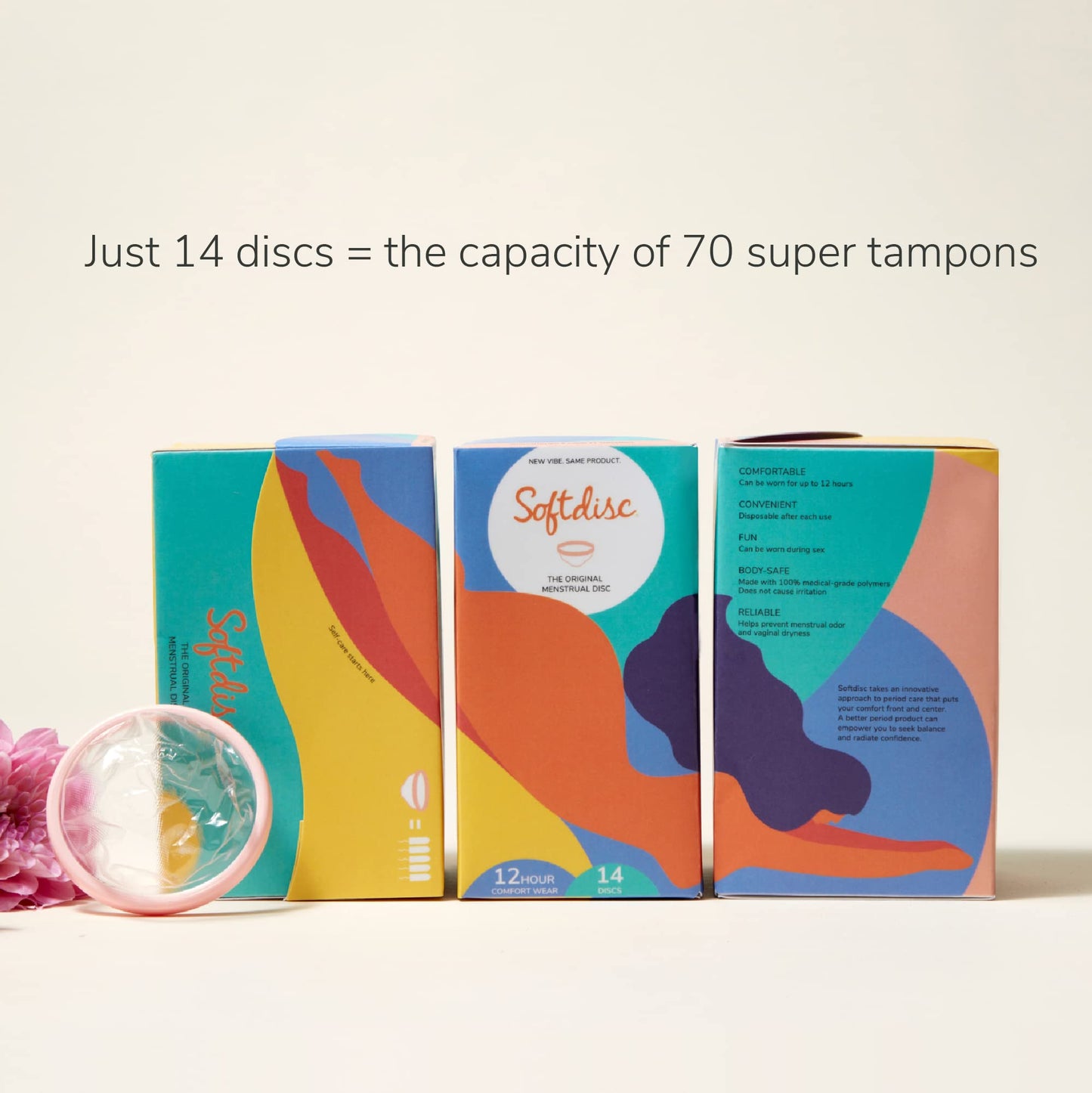 Softdisc Menstrual Discs | Disposable Period Discs — Tampon, Pad & Cup Alternative | 14 Count | HSA/FSA Eligible