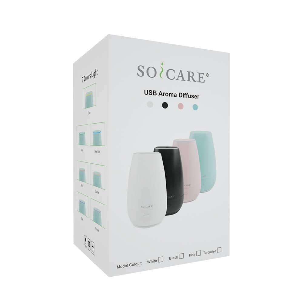 SOICARE Car Diffuser 2nd Gen – Portable USB Aromatherapy Diffuser, White