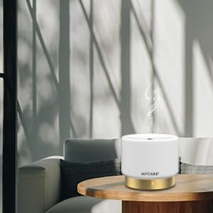 SOICARE Glass Diffuser with Gold Base – 280ML, Dimmable, Auto Shut-Off