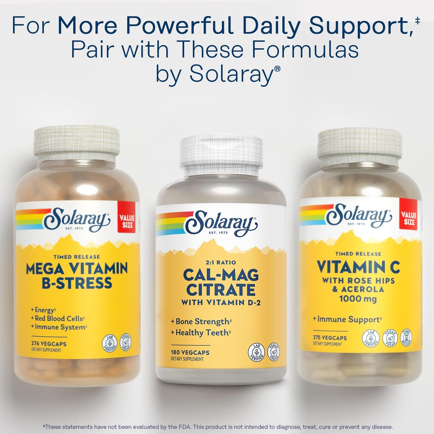 Solaray Calcium Magnesium Citrate 2:1 with Vitamin D2 – Vegan, 60-Day Guarantee