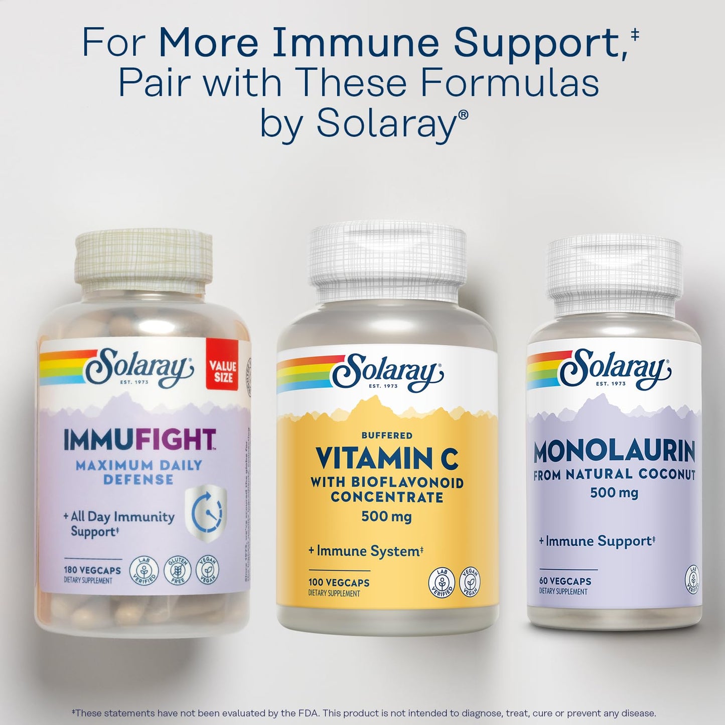 SOLARAY Buffered Vitamin C 500mg with Bioflavonoids – Immune Support | 100 Servings, 100 VegCaps, Vegan