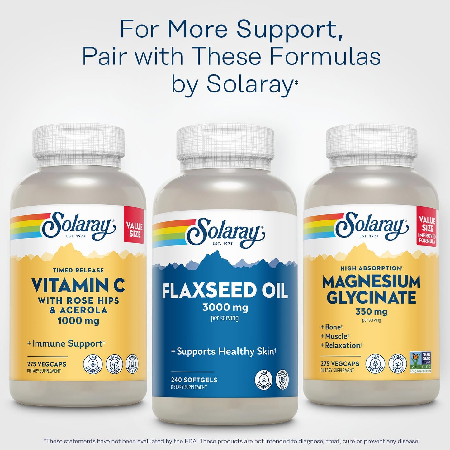 SOLARAY Flaxseed Oil 3000 mg | Omega 3-6-9 Softgels for Skin Health