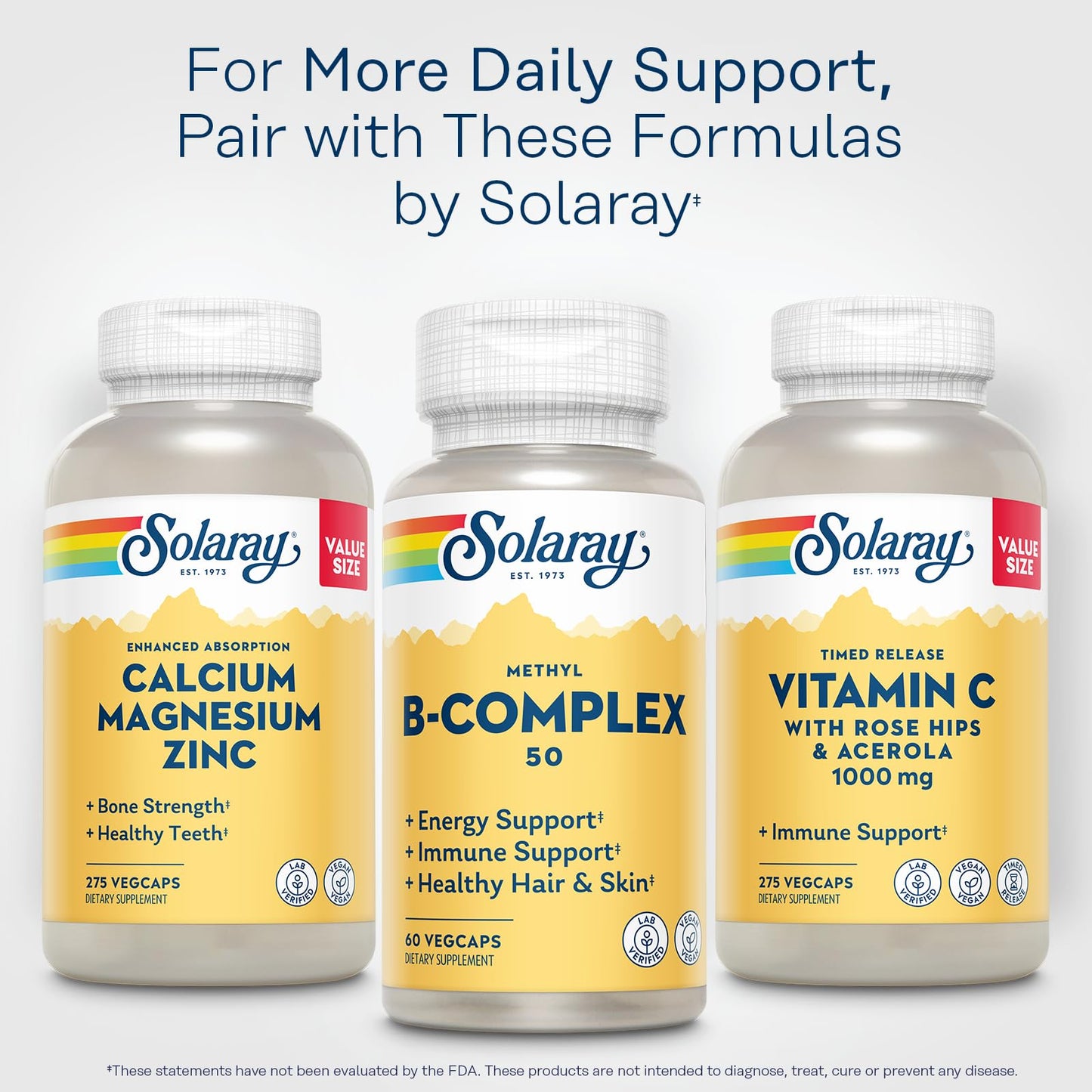 Solaray Methyl B Complex 50mg – Vitamin B12, B6, B1 – 60 Servings, Vegan
