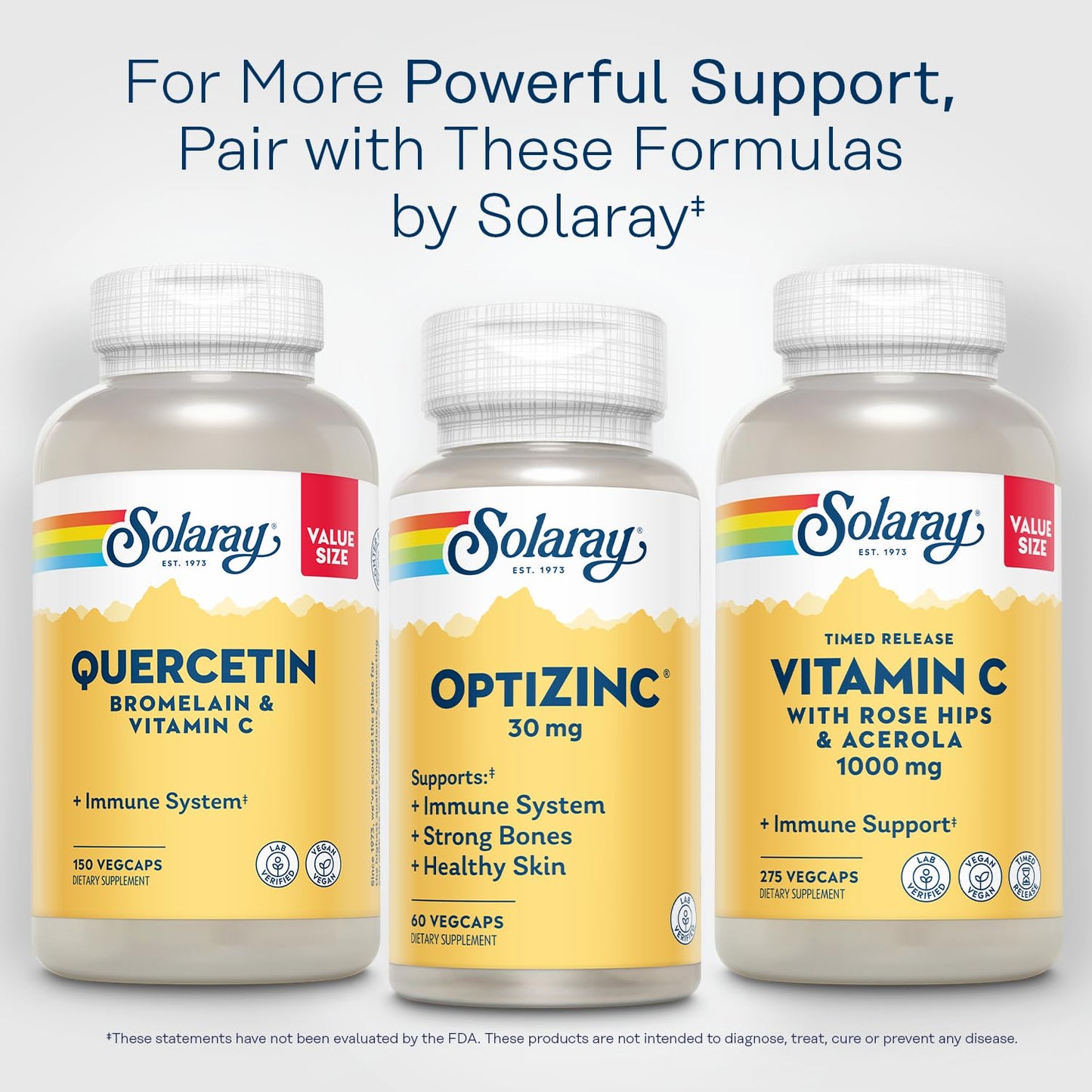 SOLARAY OptiZinc 30mg Immune Support - Zinc with Vitamin B6 | High Absorption | 60 VegCaps