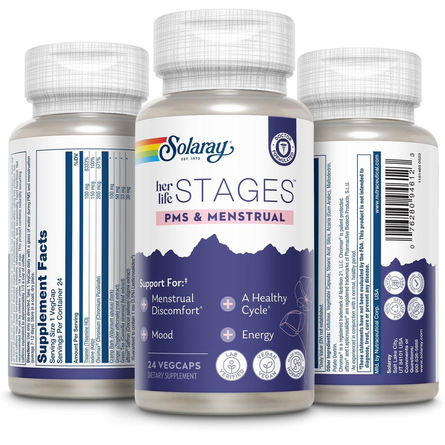 Solaray PMS & Menstrual Support – Vitex, Cramp Bark, No Hormones