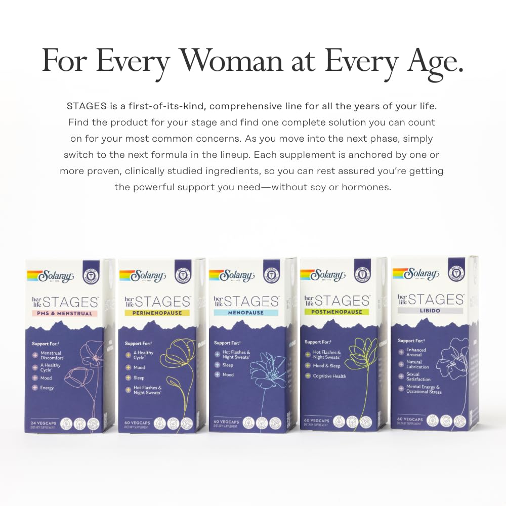 SOLARAY Postmenopause for Women – Resveratrol, Vegan, Hormone-Free, 30 Servings, 60 VegCaps