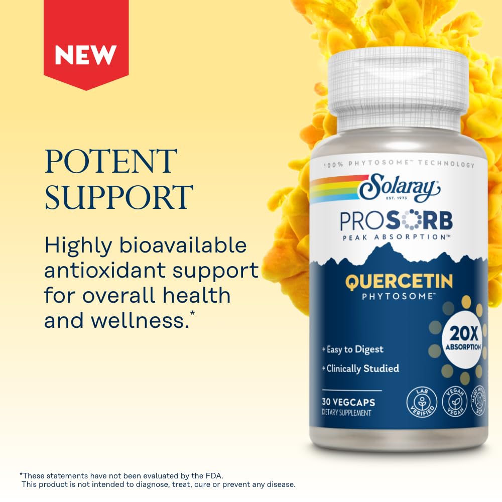 SOLARAY Quercetin Phytosome – 20X Absorption | Vegan, Soy-Free Quercetin Supplement – 30 Servings