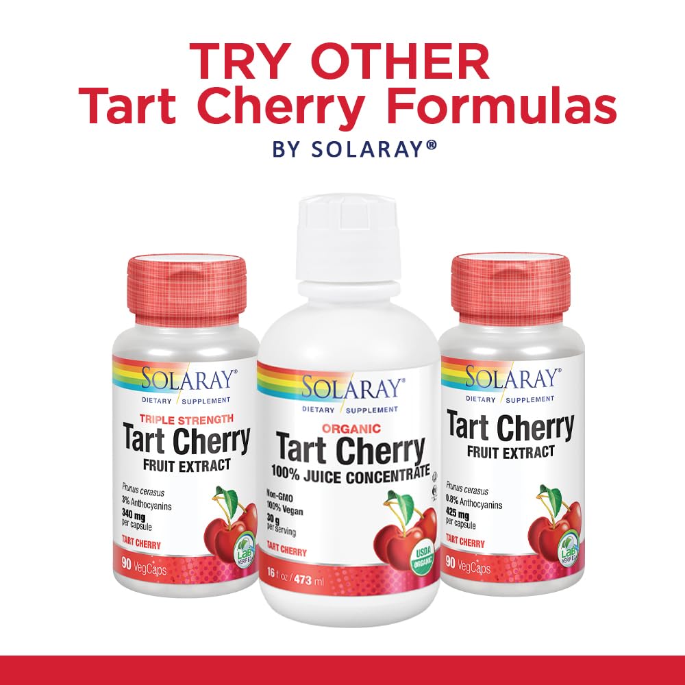 SOLARAY Tart Cherry & Celery Seed | Healthy Uric Acid Levels, Joint, Muscle Recovery & Sleep Support | 60 VegCaps