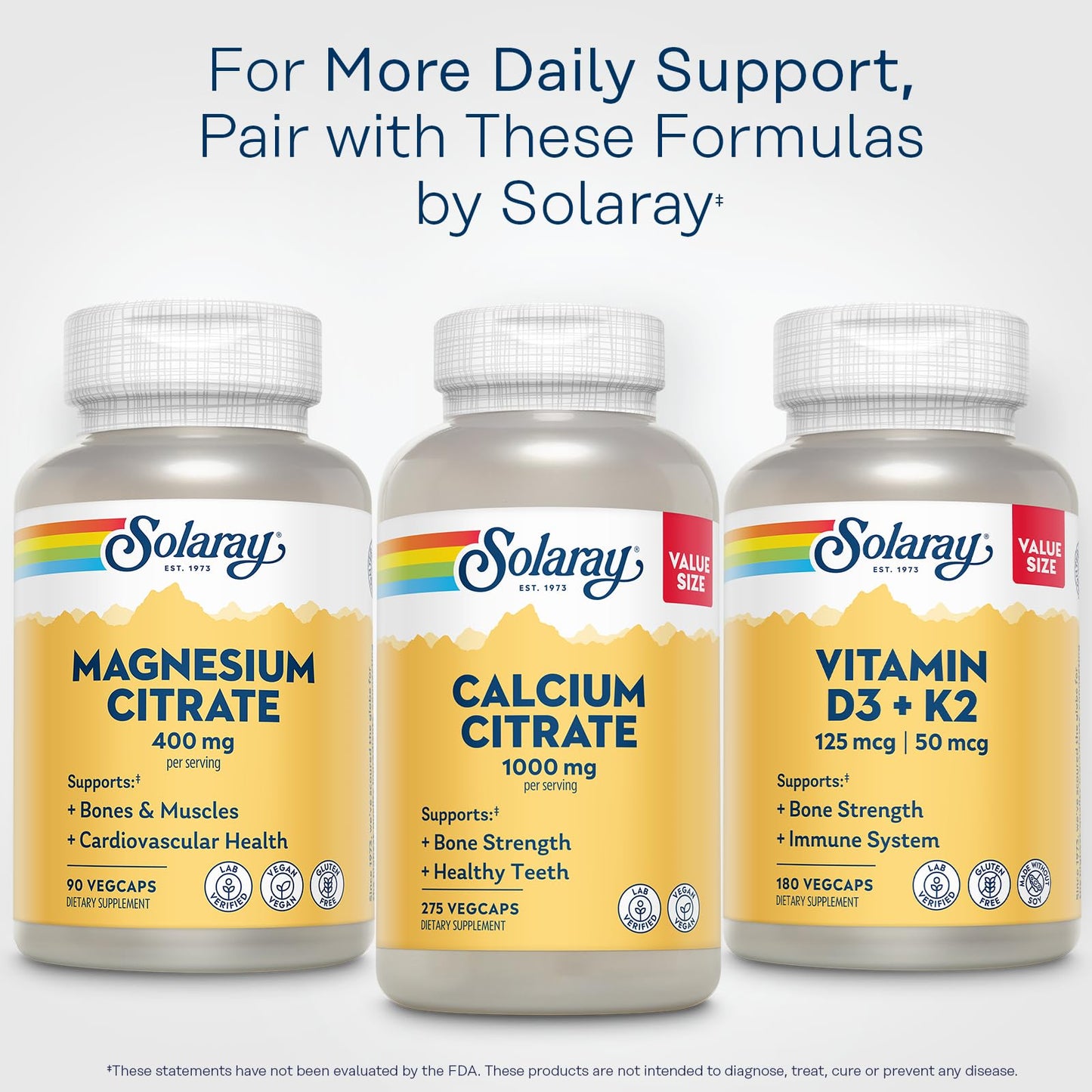 SOLARAY Magnesium Citrate 400mg | Enhanced Absorption, Vegan & Gluten Free