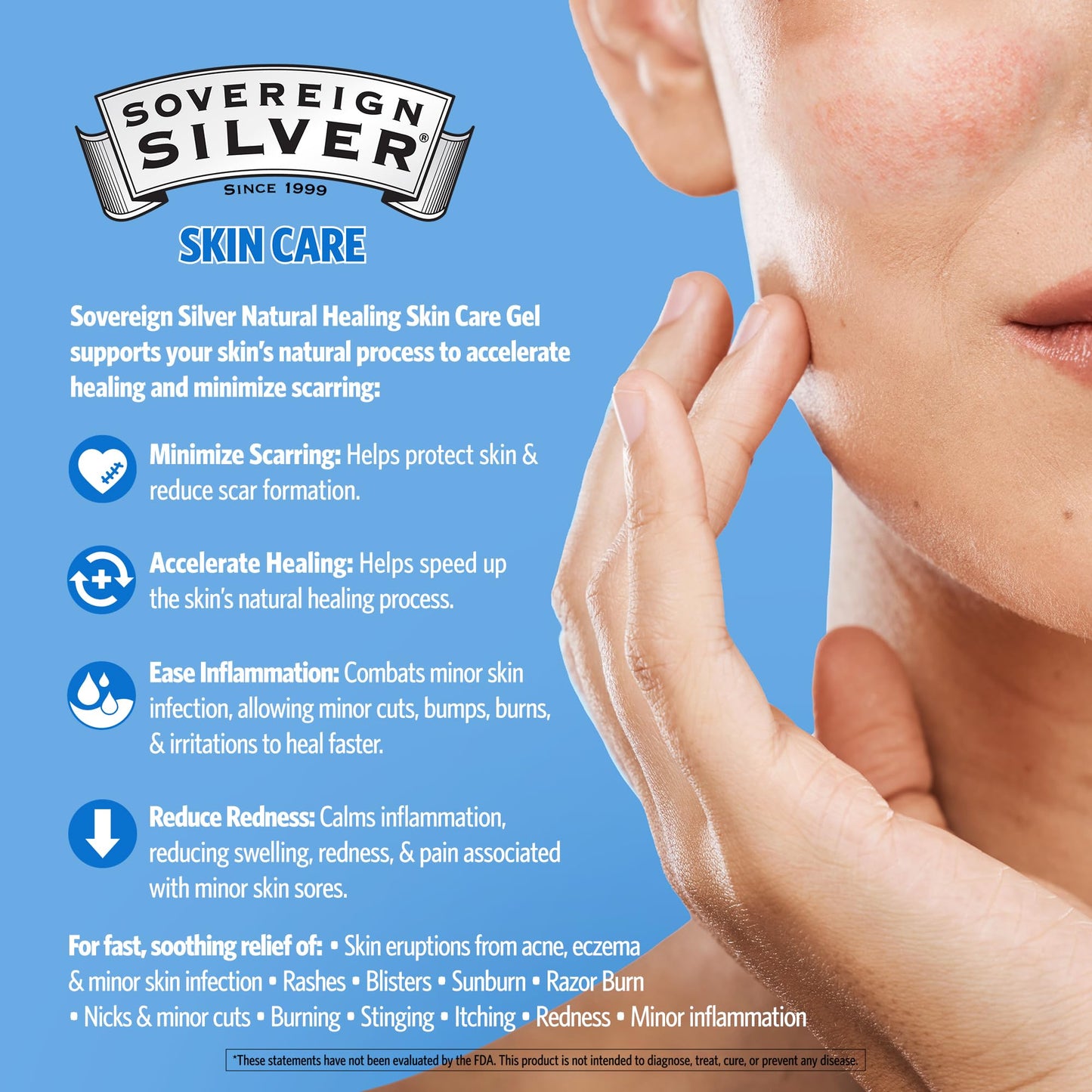 Sovereign Silver Natural Healing Gel - Skin Care for Healing, Redness Reduction, Acne Scar Support | 1oz