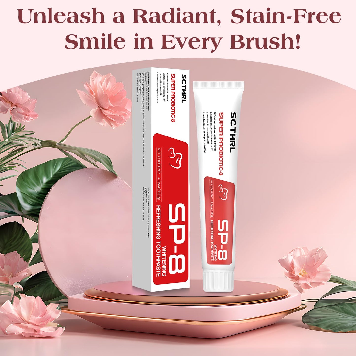 SP-8 Probiotic Ultra Whitening Toothpaste Upgraded 2.0 – Fluoride-Free, Probiotic-Infused Formula for Gum Health, Enamel Strength & Fresh Breath