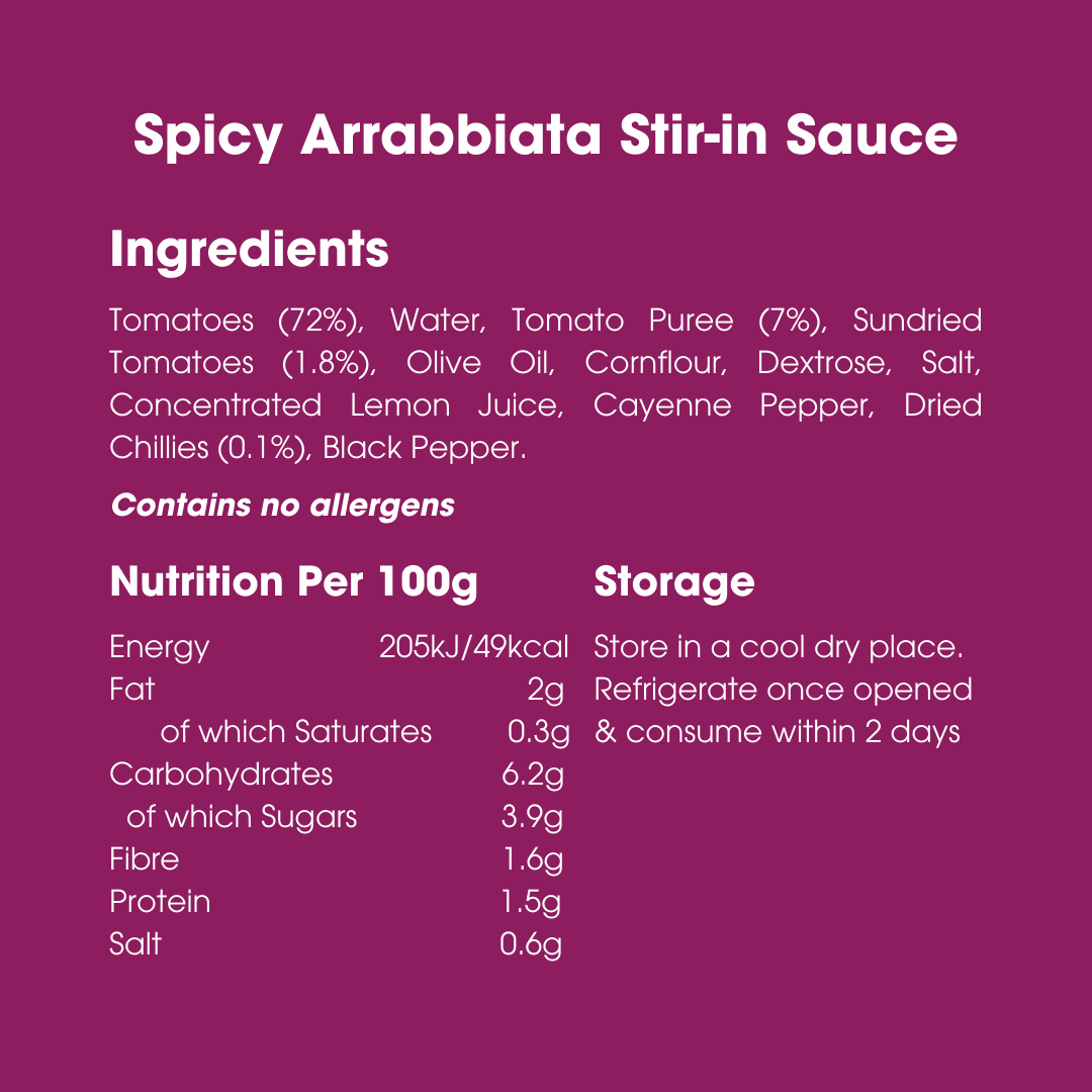 Spicy Arrabbiata Stir-in Sauce 260g – Low FODMAP, Gluten Free & Vegan REGN