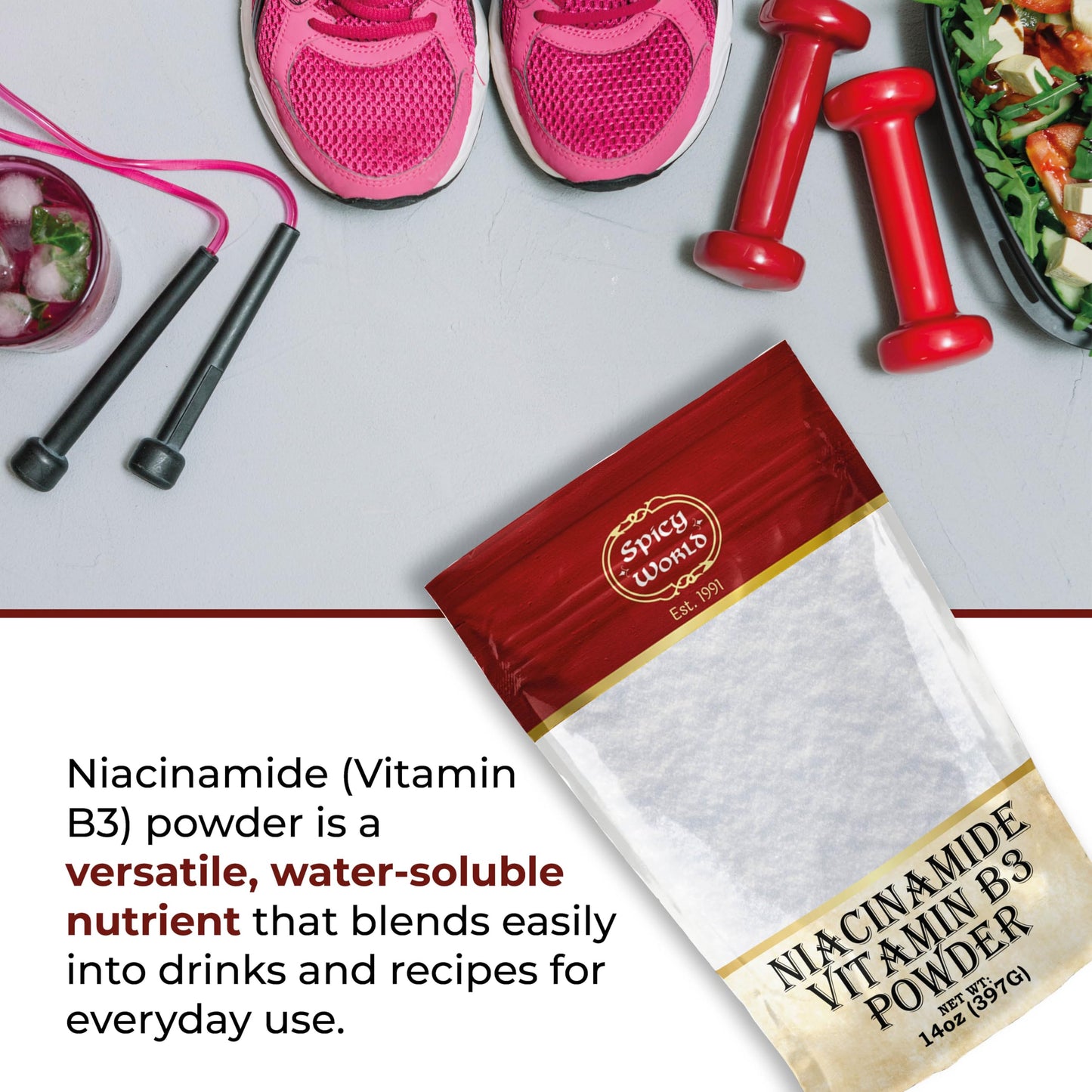 Spicy World Niacinamide Vitamin B3 Powder 14oz (400g) – Flush-Free
