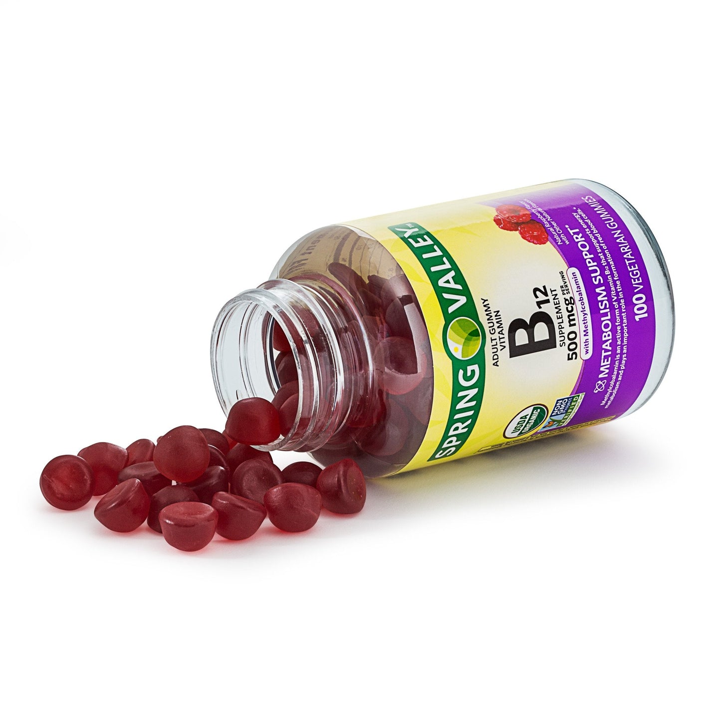 Spring Valley Vitamin B12 Gummies for Adults – Metabolism Support, Natural Fruit Flavor, 100 Gummies